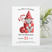 Cute Waterverf Gnomen Little Kerstparty IV Kaart (Staand voorkant)