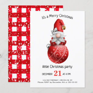 Cute Waterverf Gnomen Little Kerstparty IV Kaart
