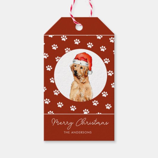 Cute waterverf Golden retreiver Cadeaulabel (Voorkant)