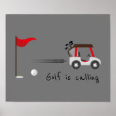 Cute Waterverf Golf Fun Golf roept citaat op Poster (Voorkant)