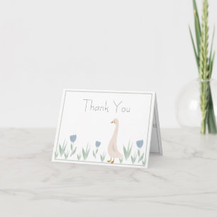 Cute Waterverf Goose Floral Typography Simple Bedankkaart