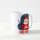Cute waterverf grappige santa Ho Ho Red Blue Xmas Koffiemok (Voorkant rechts)