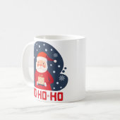 Cute waterverf grappige santa Ho Ho Red Blue Xmas Koffiemok (Voorkant links)