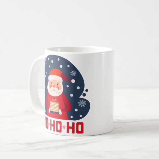 Cute waterverf grappige santa Ho Ho Red Blue Xmas Koffiemok (Voorkant links)