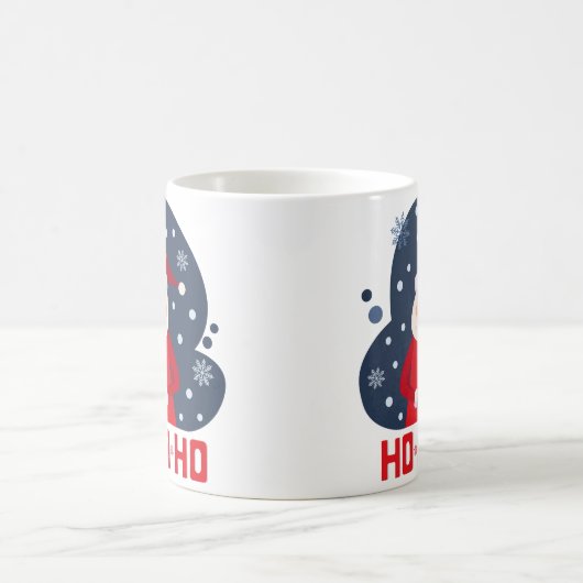 Cute waterverf grappige santa Ho Ho Red Blue Xmas Koffiemok (Center)