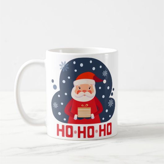 Cute waterverf grappige santa Ho Ho Red Blue Xmas Koffiemok (Links)