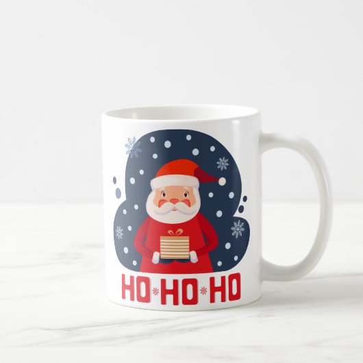 Cute waterverf grappige santa Ho Ho Red Blue Xmas Koffiemok (Rechts)