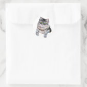 Cute Waterverf Gray Tabby Cat Ronde Sticker (Tas)