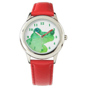 Cute Waterverf Green Frog Horloge