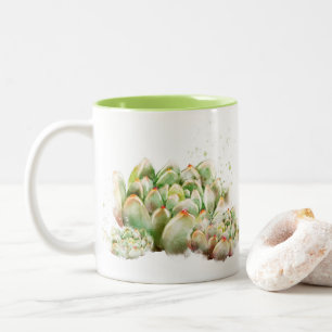 Cute waterverf green Succulent cactus mok