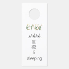 Cute Waterverf Greenery laat Baby slapend over Deurhanger