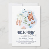 Cute Waterverf Hallo Baby Boy Baby shower Kaart (Voorkant)