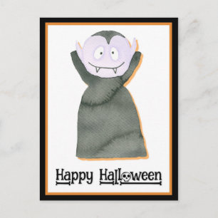 Cute Waterverf Halloween Dracula Vampire Briefkaart