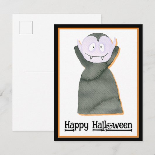 Cute Waterverf Halloween Dracula Vampire Briefkaart (Voorkant / Achterkant)