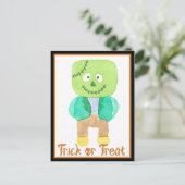 Cute Waterverf Halloween Frankenstein Monster Briefkaart (Staand voorkant)