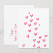 Cute Waterverf Harten Valentijnsdag Briefkaart (Voorkant / Achterkant)