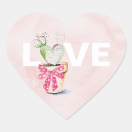 Cute Waterverf Heart Cactus Valentijnsdag Hart Sticker