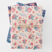 Cute Waterverf Heart Love Pattern Valentijnsdag Inpakpapier Vel (In situ)