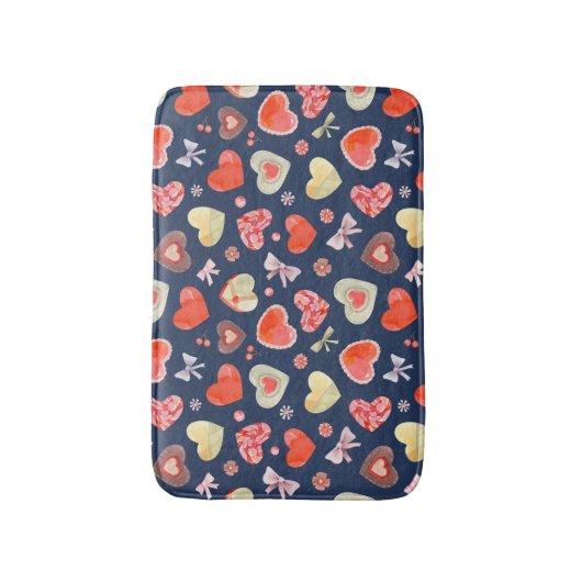 Cute Waterverf Hearts Badmat (Voorkant Verticaal)