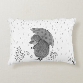 Cute Waterverf Hedegel Rainy Day Whimsical Accent Kussen