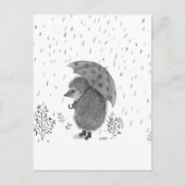 Cute Waterverf Hedegel Rainy Day Whimsical Briefkaart (Voorkant)
