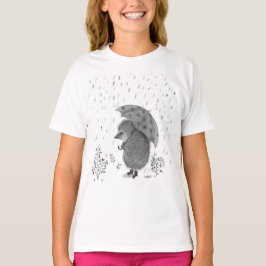 Cute Waterverf Hedégel Rainy Day Whimsical Girl T-shirt