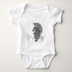 Cute Waterverf Hedegel Rainy Day Whimsical Romper