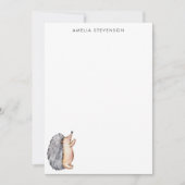 Cute Waterverf Hedgel - Aangepaste schrijfbenodigd Notitiekaartje (Voorkant)