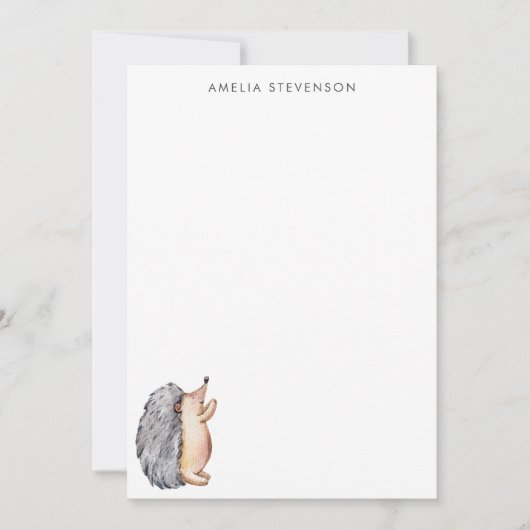 Cute Waterverf Hedgel - Aangepaste schrijfbenodigd Notitiekaartje (Voorkant)