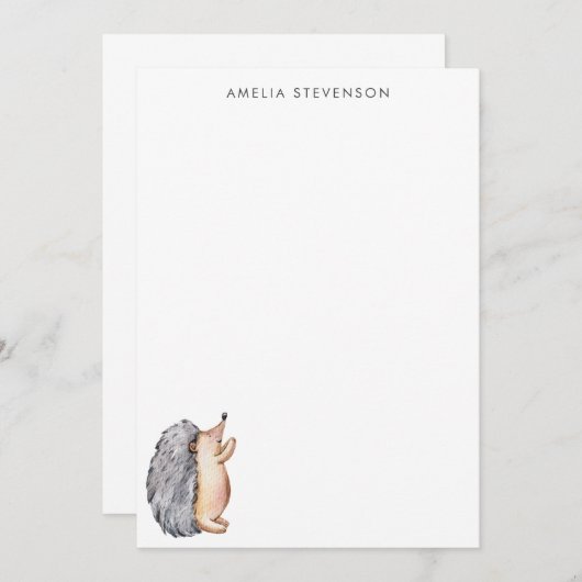 Cute Waterverf Hedgel - Aangepaste schrijfbenodigd Notitiekaartje (Voorkant / Achterkant)