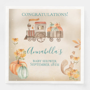 Cute Waterverf Herfst Trein Baby Shower Servet
