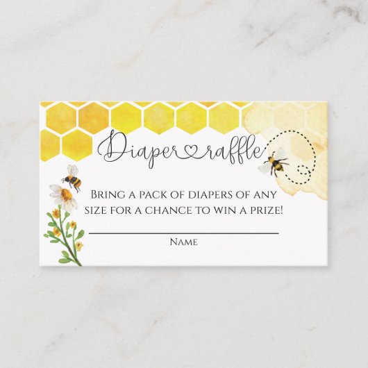 Cute Waterverf Honey Bee Honeycomb Raffle Ticket Informatiekaartje (Voorkant)