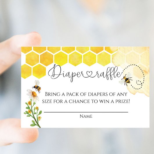 Cute Waterverf Honey Bee Honeycomb Raffle Ticket Informatiekaartje