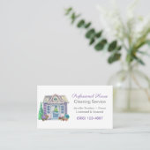Cute Waterverf House Cleaning Service Visitekaartje (Staand voorkant)