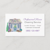Cute Waterverf House Cleaning Service Visitekaartje (Voorkant)