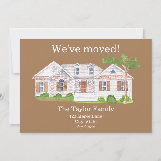 Cute Waterverf House We hebben New Home Announc ve Aankondiging (Voorkant)