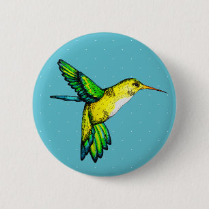 Cute Waterverf Hummingbird & White Stippen Ronde Button 5,7 Cm