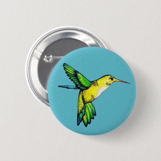 Cute Waterverf Hummingbird & White Stippen Ronde Button 5,7 Cm (Voorkant /achterkant)