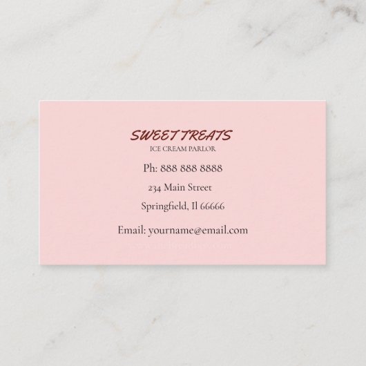 Cute Waterverf Ice Cream Parlor Visitekaartje (Achterkant)