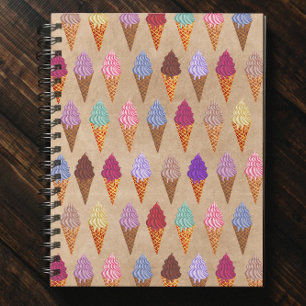 Cute Waterverf Ice Cream Pattern Notitieboek