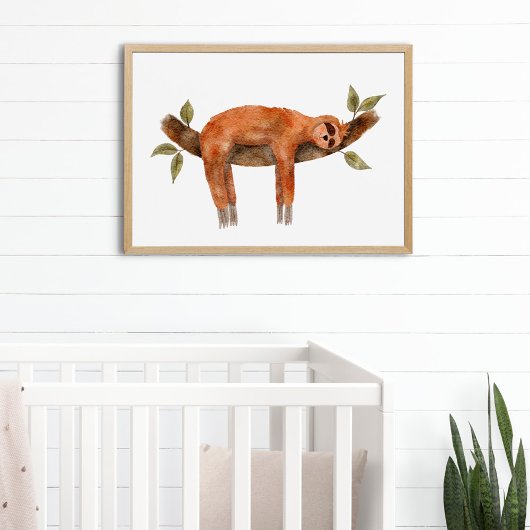 Cute waterverf illustratie slapende dierslang poster