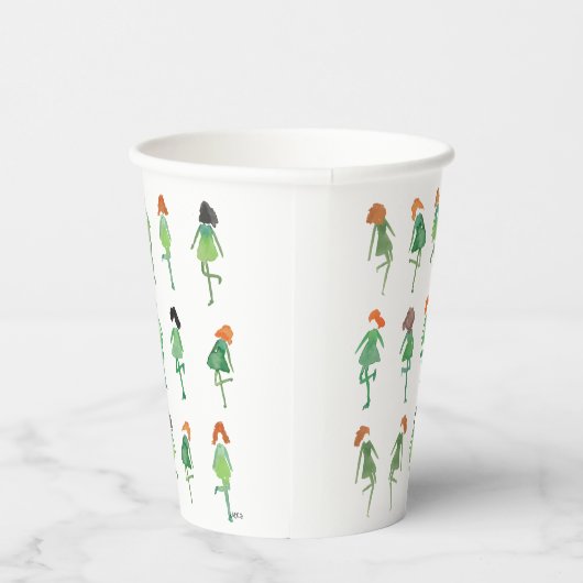 Cute Waterverf Irish Dance Hand-Illustrated Papieren Bekers (Rechts)