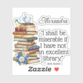 Cute Waterverf Jane Austen Book Lover Quote Bird Sticker (Vel)