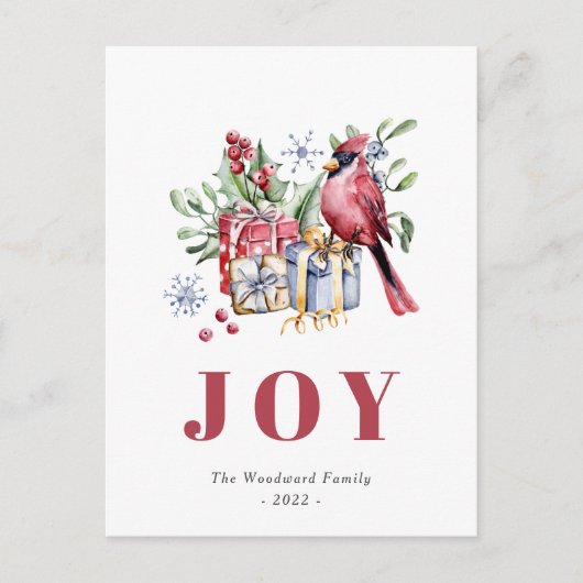 Cute Waterverf Kardinaal kerstfeest Briefkaart (Voorkant)