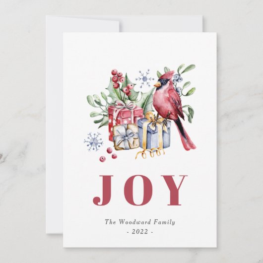 Cute Waterverf Kardinaal kerstfeest Feestdagenkaart (Voorkant)