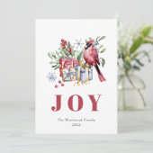 Cute Waterverf Kardinaal kerstfeest Feestdagenkaart (Staand voorkant)