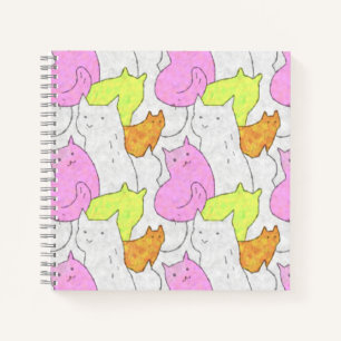 Cute Waterverf Katten Doodle Patroon Notitieboek