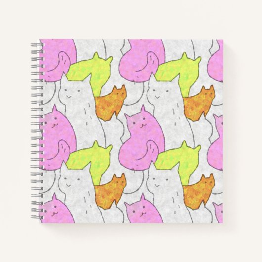 Cute Waterverf Katten Doodle Patroon Notitieboek (Voorkant)