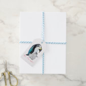 Cute waterverf keperor pinguins cadeaulabel (Met Touw)
