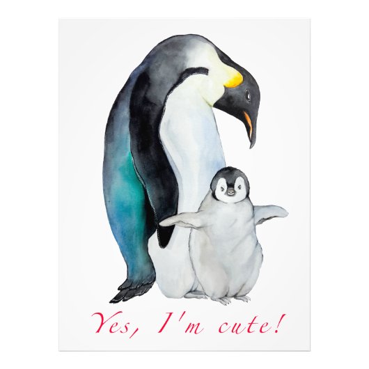 Cute waterverf keperor pinguins foto afdruk (Voorkant)